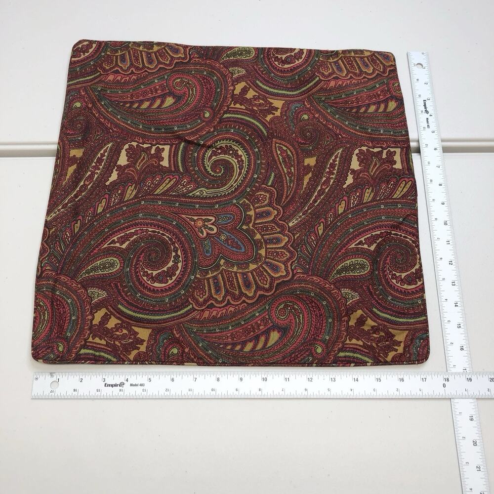 Lauren Ralph Lauren 3pc Paisley Throw Pillow Shame Cotton 17x17 Red - Picture 4 of 5
